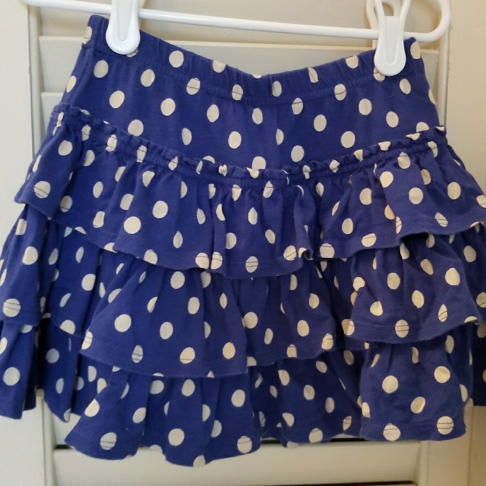 EUC Girl's Mini Boden Polka Dot Ruffle Skirt sz5-6